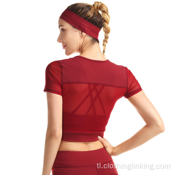 Pambabae Maikling Maikling Sleeves Sports Running Shirt